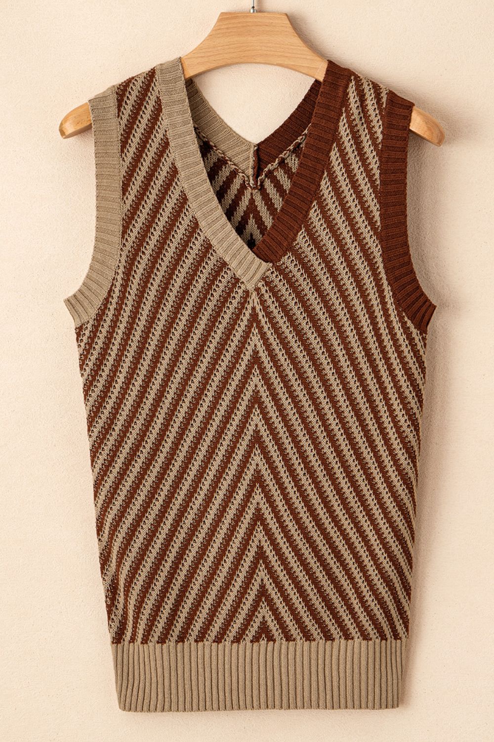 Striped Contrast V-Neck Sweater Vest