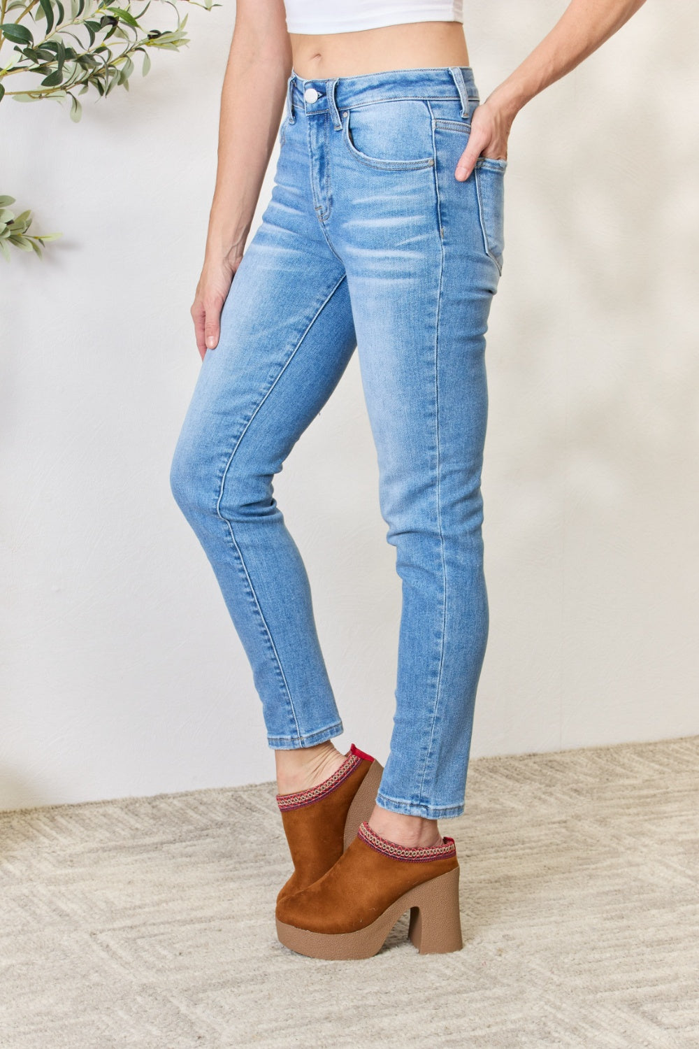 RISEN Full Size Mid Rise Skinny Jeans