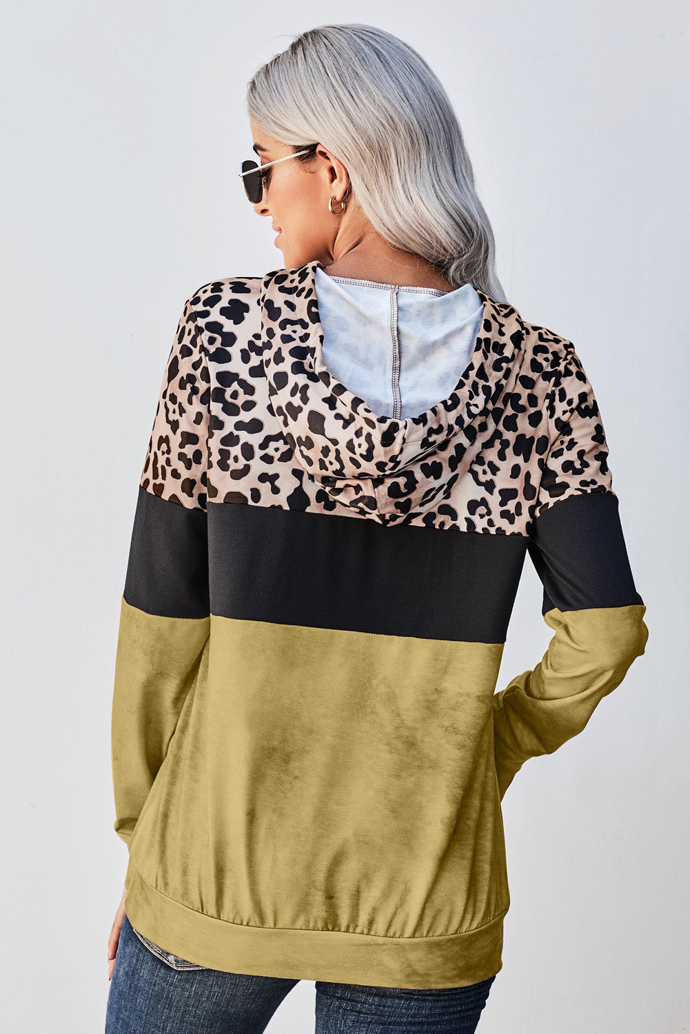 Leopard Color Block Hoodie