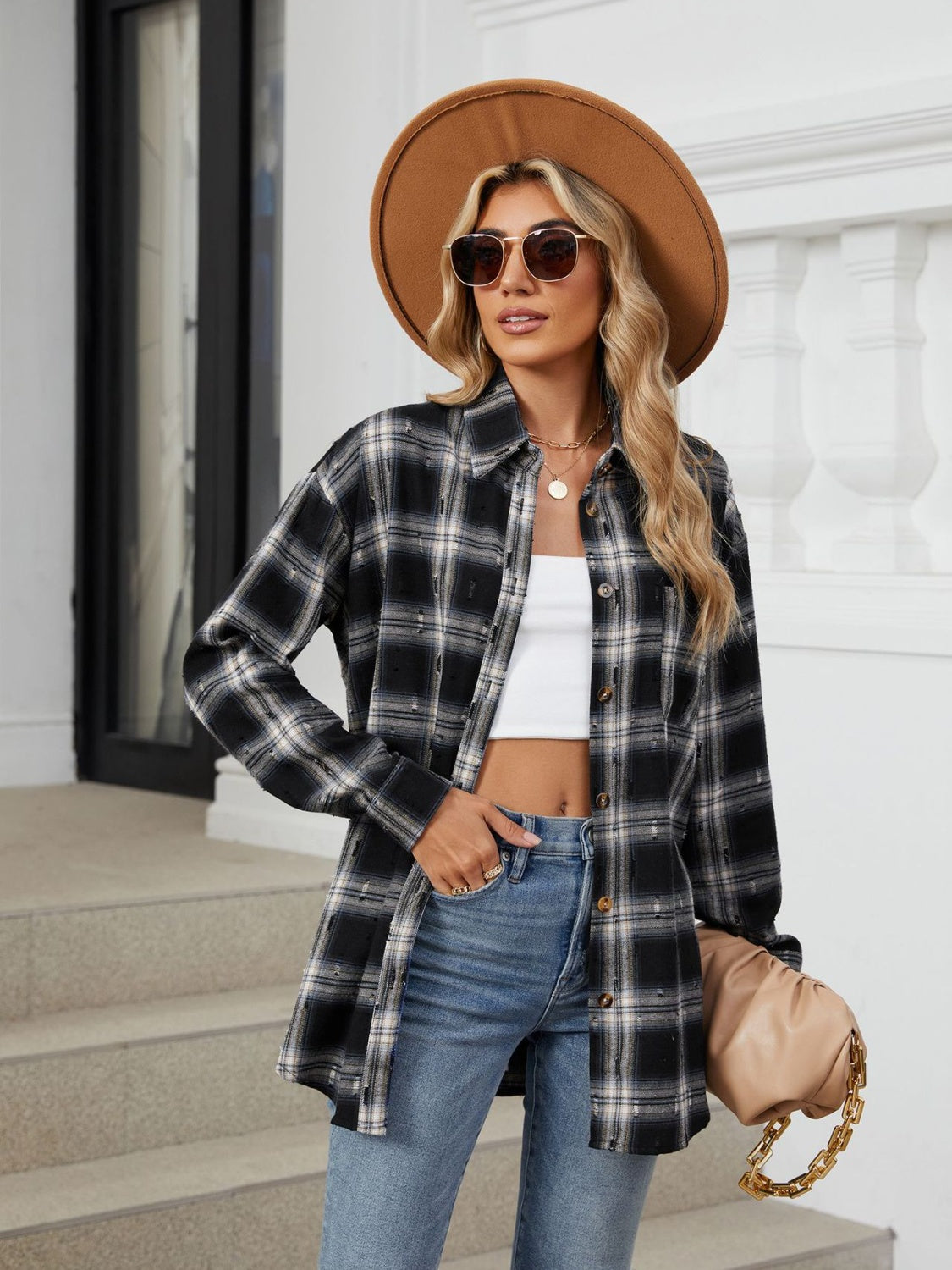 Plaid Button Up Long Sleeve Shirt