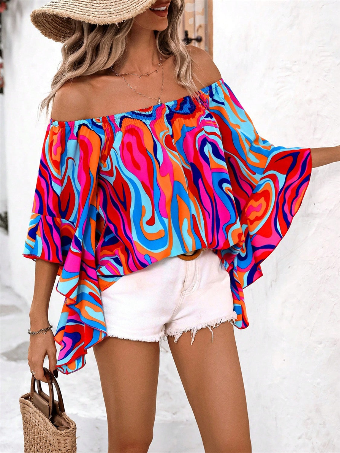 Printed Off-Shoulder Blouse