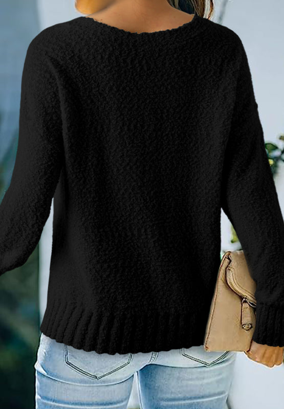 V-Neck Dropped Shoulder Sweater